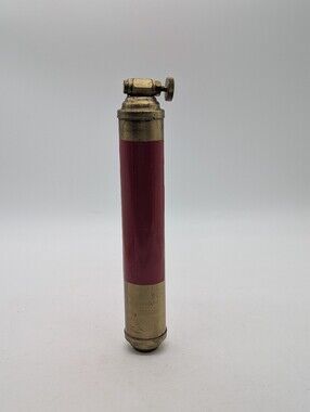 Antique Brass Mini Fire Extinguisher Red Steampunk Industrial Decor 1950s Presto